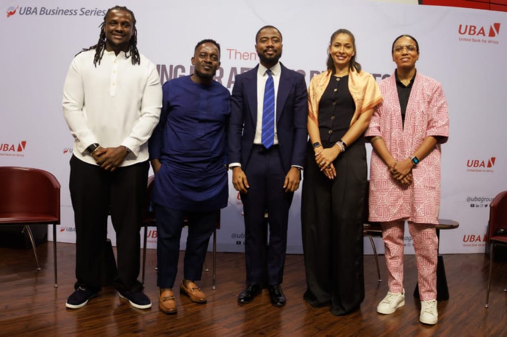 : Co-founder and Chief Executive Officer of Chowdeck, Femi Aluko; Rapper and Entrepreneur, M.I Abaga; Head Segment/Channel Marketing, UBA, Olufemi Osobajo; Venture Capitalist/ Co-founder, Octerra Capital, Ashim Egunjobi and Founder, Lumination Global Network during the UBA Small Medium Enterprise (SME) Business Series, themed ‘,"Building for Africa's Realities: Turning Consumer Feedback into Technology-Driven Solutions," ’held at UBA house, Marina, Lagos, on Thursday