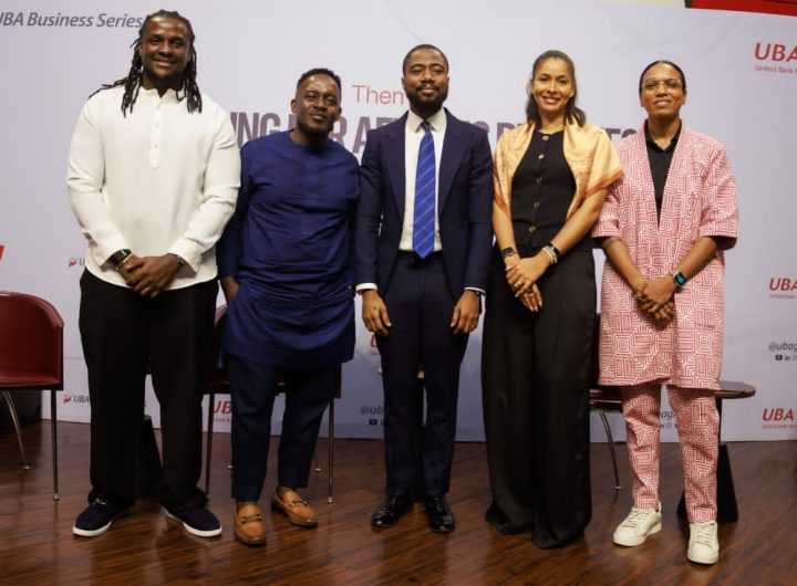 : Co-founder and Chief Executive Officer of Chowdeck, Femi Aluko; Rapper and Entrepreneur, M.I Abaga; Head Segment/Channel Marketing, UBA, Olufemi Osobajo; Venture Capitalist/ Co-founder, Octerra Capital, Ashim Egunjobi and Founder, Lumination Global Network during the UBA Small Medium Enterprise (SME) Business Series, themed ‘,"Building for Africa's Realities: Turning Consumer Feedback into Technology-Driven Solutions," ’held at UBA house, Marina, Lagos, on Thursday