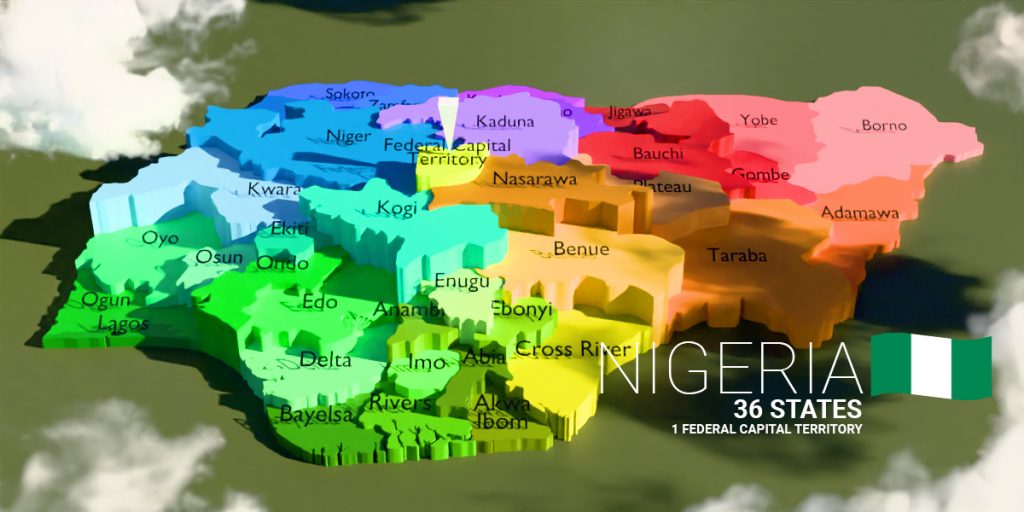 Map of Nigeria in West Africa