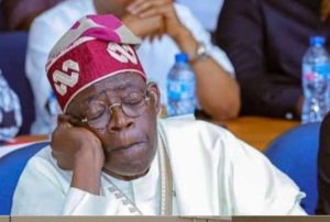 President Bola Tinubu is sleeping at an event