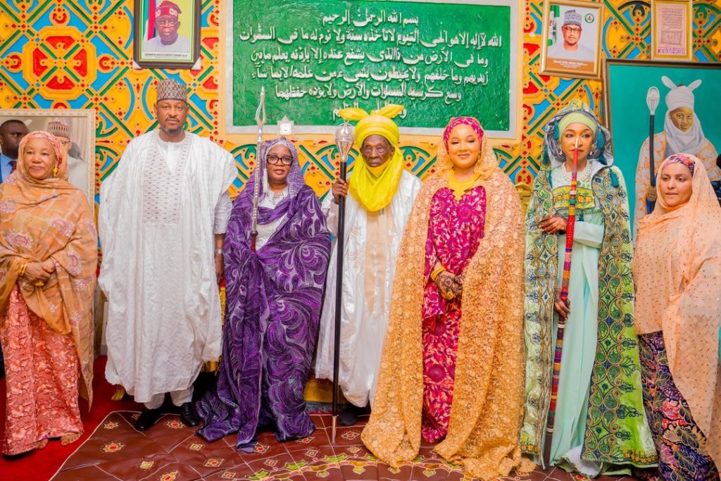 Emir of Daura Turbans Tinubu’s daughter, Iyaloja, Hannatu Musawa with Hausa traditional titles
