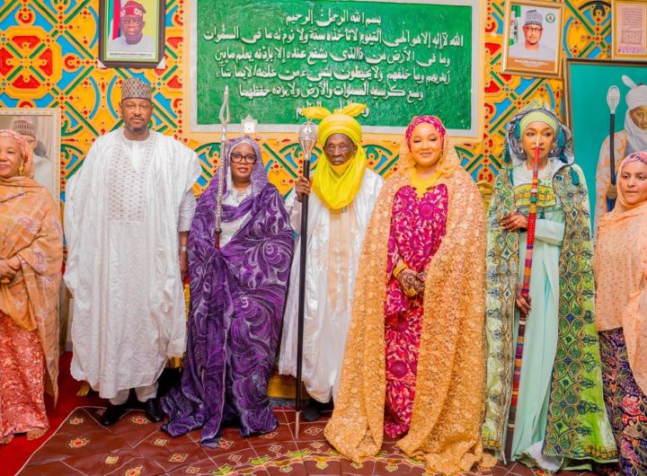 Emir of Daura Turbans Tinubu’s daughter, Iyaloja, Hannatu Musawa with Hausa traditional titles