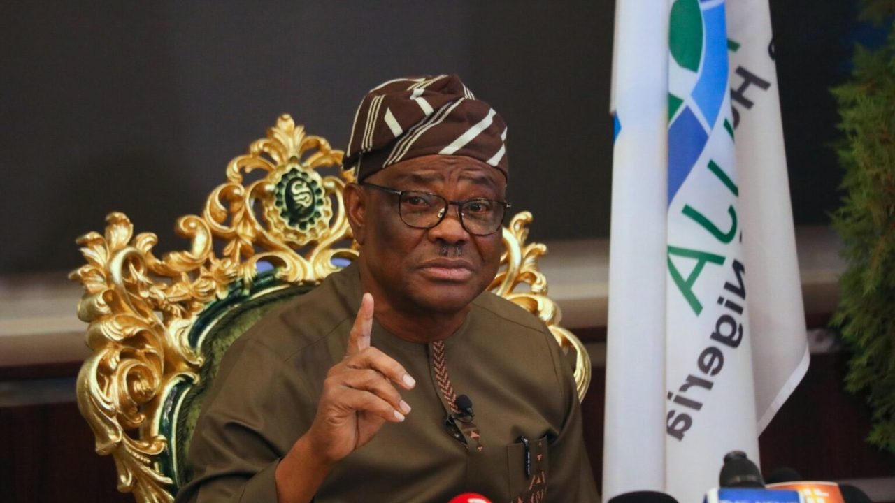 FCT Minister, Nyesom Wike speaking with newsmen during a media chat in Abuja