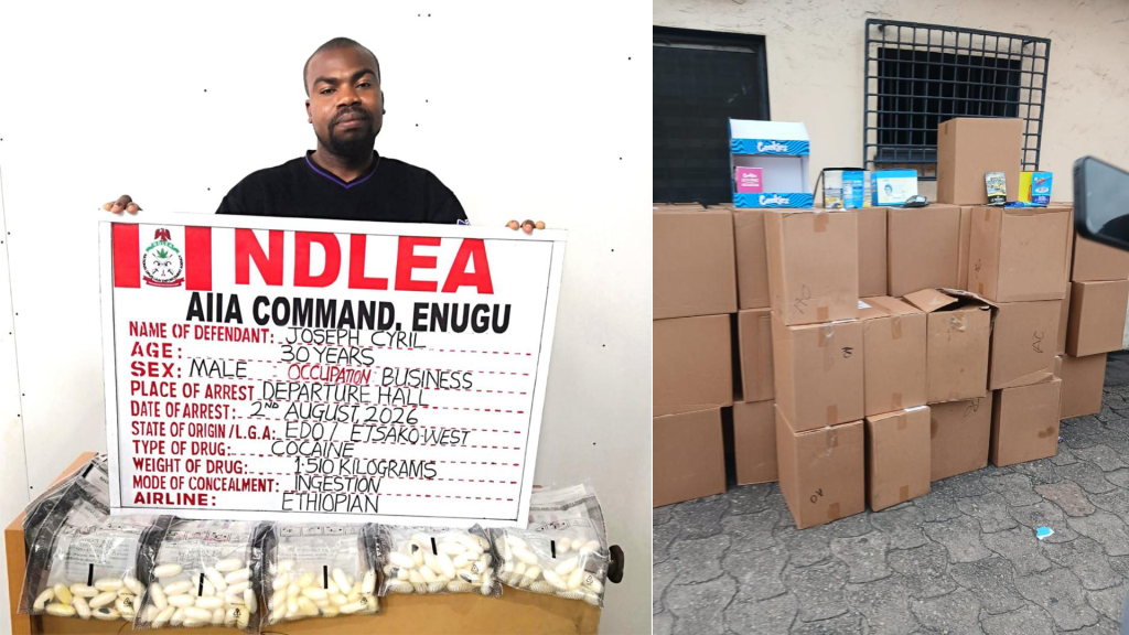 Italy-based businessman arrested at Enugu airport excretes 98 wraps of cocaine