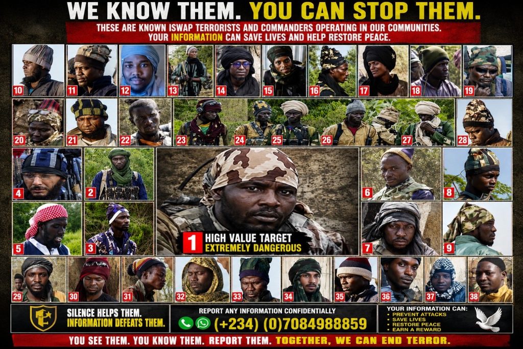 Nigerian Army identifies wanted senior ISWAP/ISIS Terrorist leaders operating around Lake Chad Basin