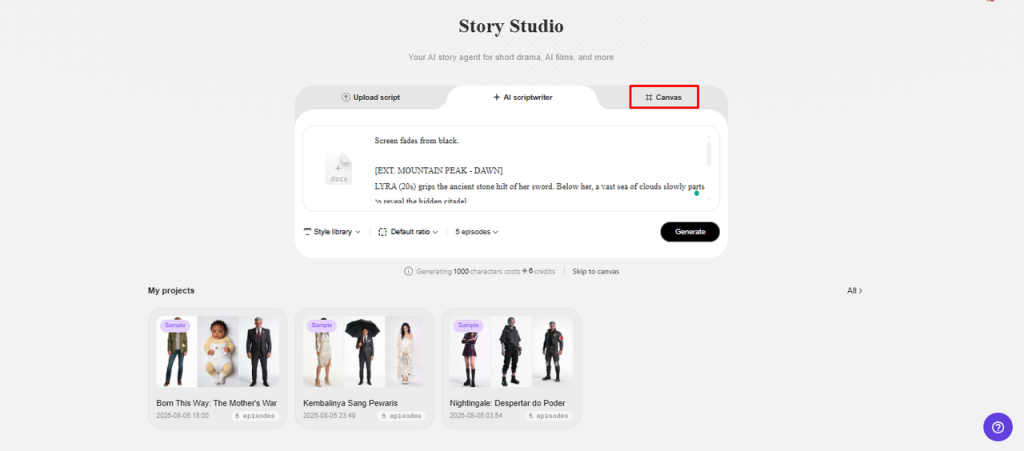 Generate Professional-Grade Assets on Any Budget with Story Studio 7 Story Studio interface for generating professional-grade creative assets on any budget