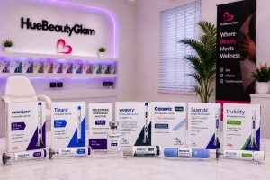 Image showing weight loss injections like Mounjaro, Tizaro and Compounded Tirzepatide, among others, available at HueBeautyGlam.