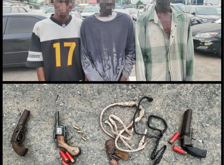 Lagos police arrest 3 armed robbers, recover guns, ammunition