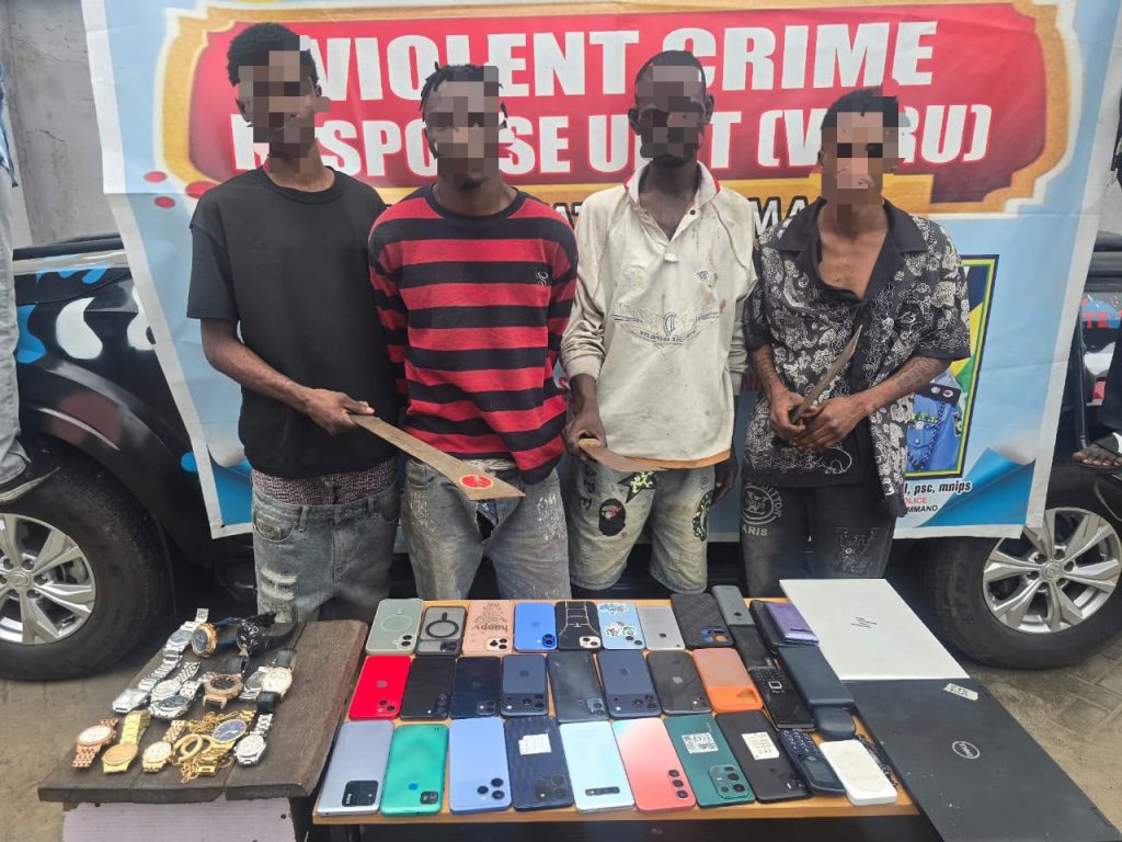 Lagos police arrest 4 armed robbers, recover 25 phones, laptops, gold Jewellery