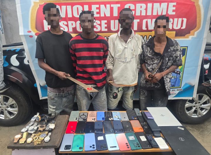 Lagos police arrest 4 armed robbers, recover 25 phones, laptops, gold Jewellery