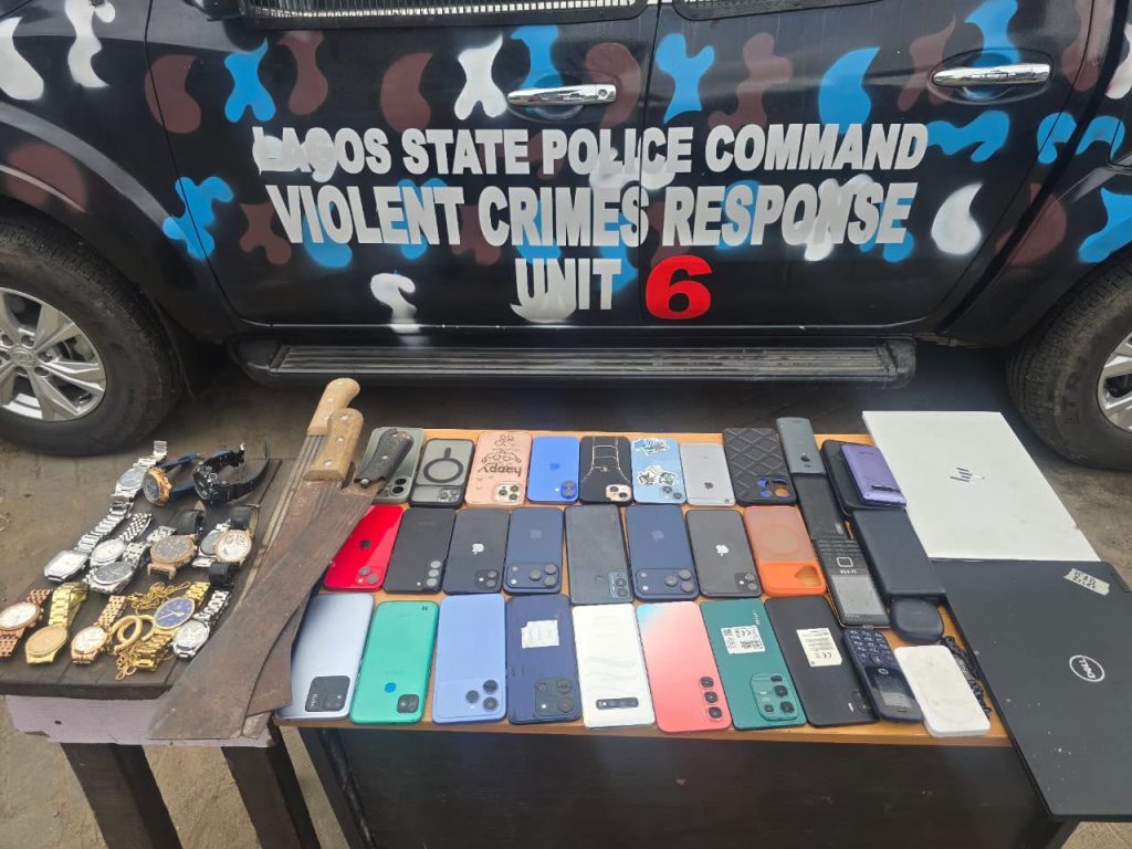 Lagos police arrest 4 armed robbers, recover 25 phones, laptops, gold Jewellery