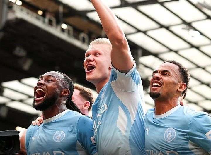 Manchester City beat United with 10 men as Haaland strikes at Old Trafford