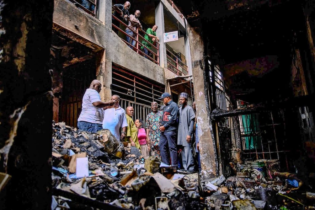 Obi visits Abuja fire victims, pledges support to traders affected by Eda Plaza inferno