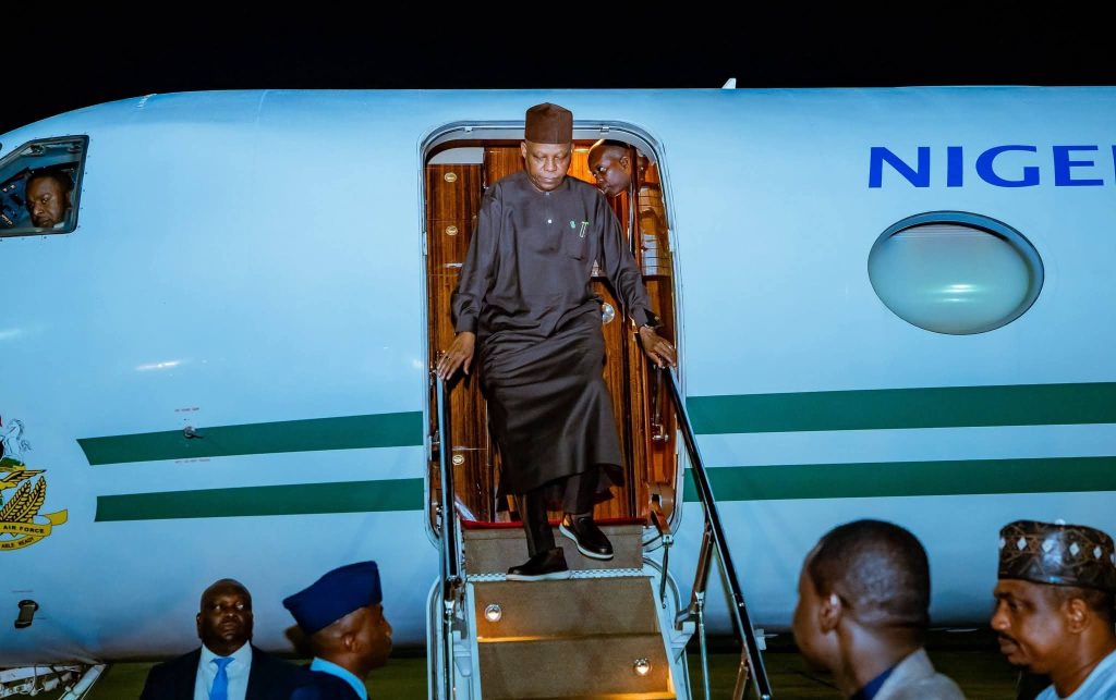 Shettima returns to Nigeria after BRICS Summit in India