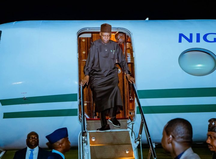 Shettima returns to Nigeria after BRICS Summit in India