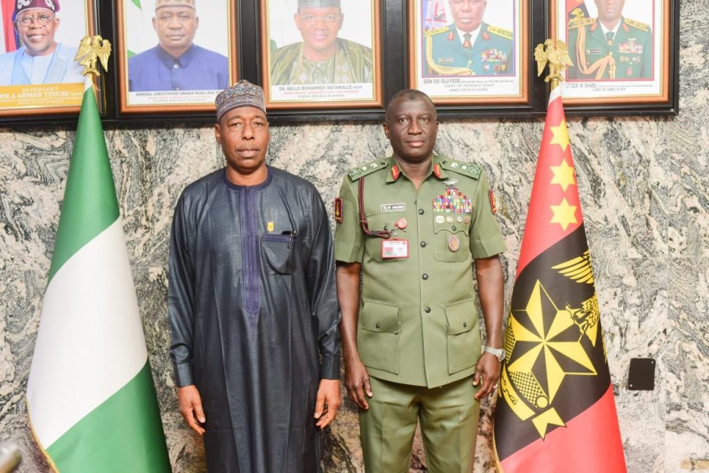 Borno State Governor meets Army Chief Waidi in Abuja