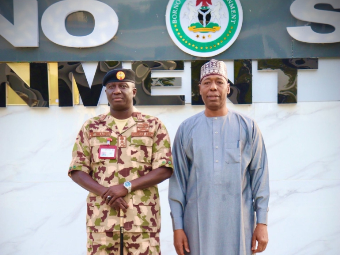 COAS Shuaibu Waidi and Borno State Governor, Babagana Zulum