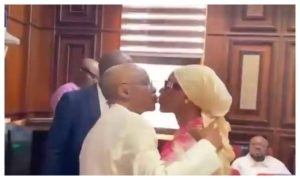 El-Rufai kisses wife at Abuja Court