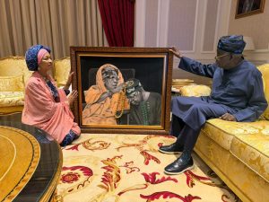 Minister presents personal artwork to Tinubu after MKO Abiola documentary premiere