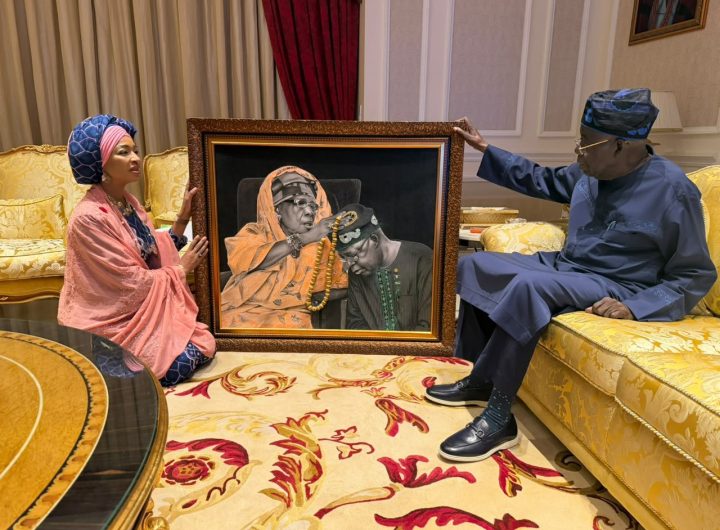 Minister presents personal artwork to Tinubu after MKO Abiola documentary premiere