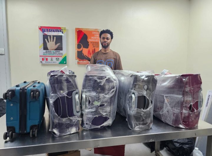 NDLEA intercepts Italy-bound businessman with cocaine hidden in shoe soles, bag railings