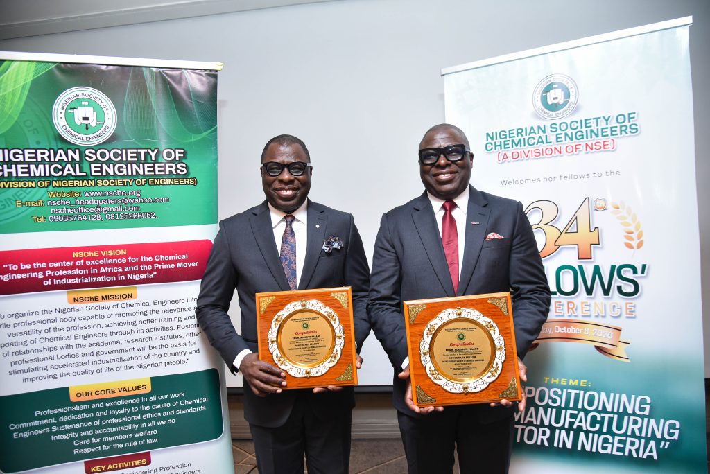 NLNG boss Adeleye Falade, twin brother Adegbite honoured with NSChE honorary fellowships