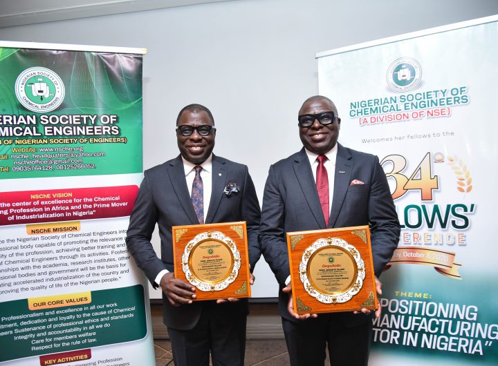 NLNG boss Adeleye Falade, twin brother Adegbite honoured with NSChE honorary fellowships