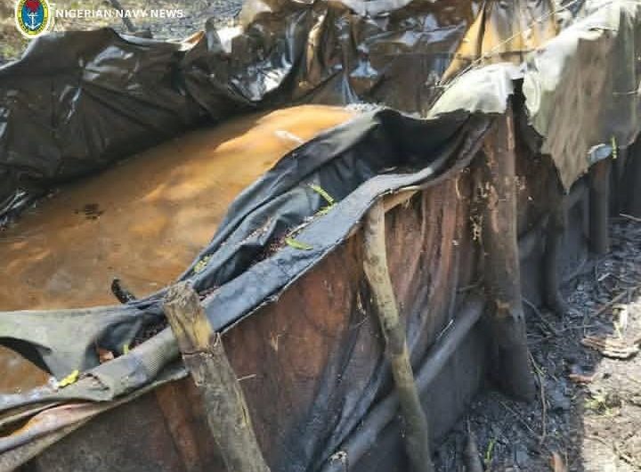 Navy uncovers 98,000 litres of stolen crude oil, illegally refined diesel in Rivers