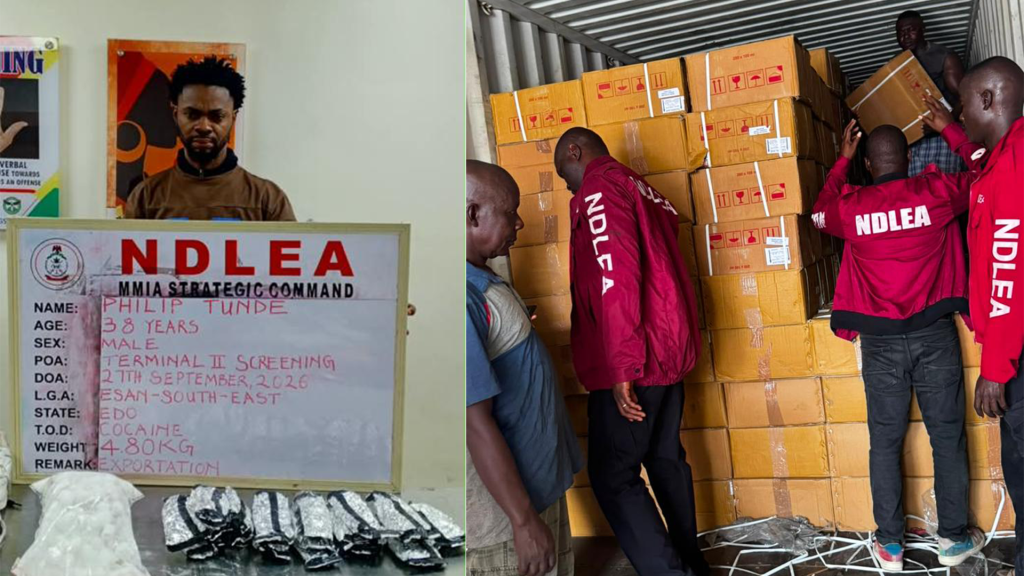 NDLEA intercepts Italy-bound businessman with cocaine hidden in shoe soles, bag railings