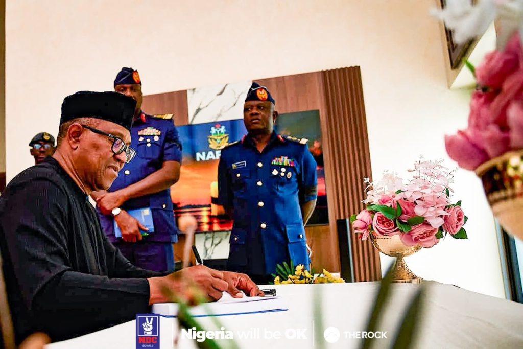 Obi visits NAF Headquarters, signs condolence register for plane crash victims